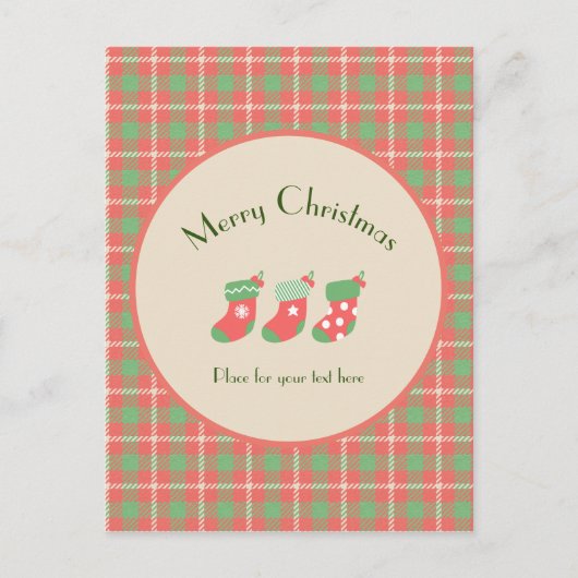 Kerst rood-gebaseerde Plaid Briefkaart (Voorkant)