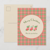 Kerst rood-gebaseerde Plaid Feestdagenkaart (Voorkant / Achterkant)