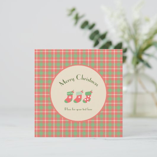 Kerst rood-gebaseerde Plaid Kaart (Staand voorkant)