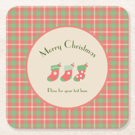 Kerst rood-gebaseerde Plaid Kartonnen Onderzetters