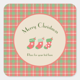Kerst rood-gebaseerde Plaid Vierkante Sticker