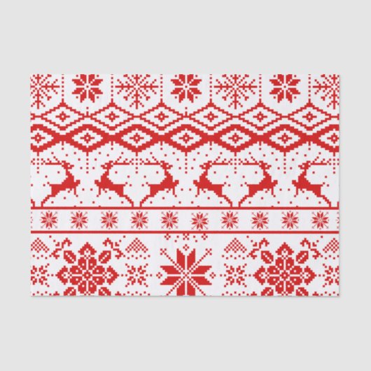 Kerst rood gebreid rendier patroon tissuepapier (Voorkant)