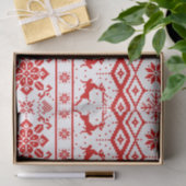 Kerst rood gebreid rendier patroon tissuepapier (Geschenk)