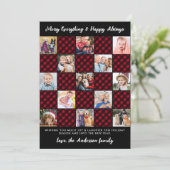 Kerst Rood Geplaagd Custom Patchwork Fotocollage Feestdagenkaart (Staand voorkant)