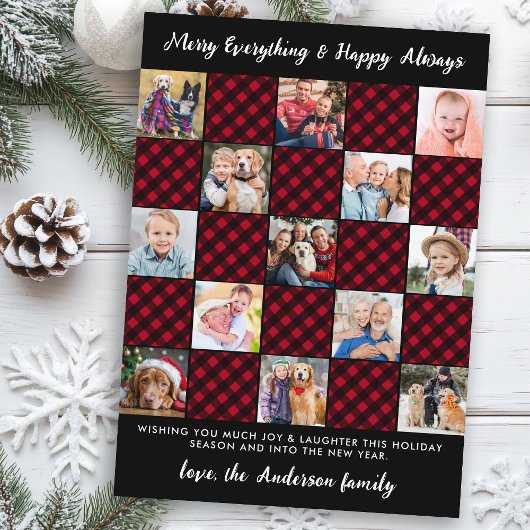 Kerst Rood Geplaagd Custom Patchwork Fotocollage Feestdagenkaart