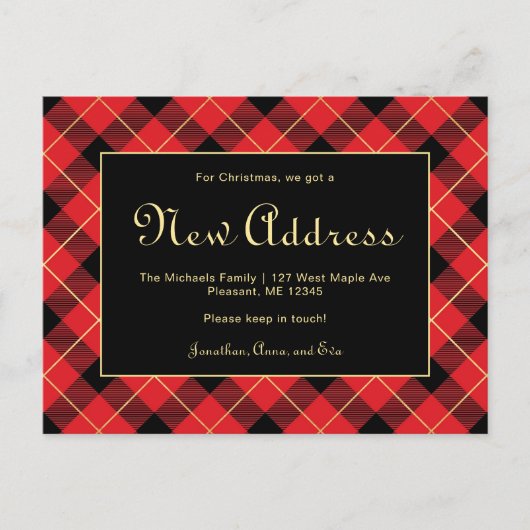 Kerst Rood Geplaatst Nieuw Adres Vakantie Move Briefkaart (Voorkant)