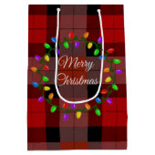 Kerst rood geplakt en licht krans medium cadeauzakje (Achterkant)