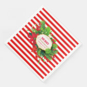 Kerst Rood Gestreept Diner Papier Servet (Hoek)