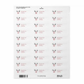 Kerst rood gewei monogram retour adres etiket (Full Sheet)