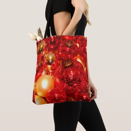 Kerst Rood Glas Decor Baubles Tote Bag (Dichtbij)