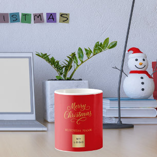 Kerst rood goud business logo koffiemok