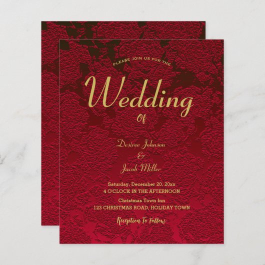 Kerst rood goud Elegant Modern Floral Budget (Voorkant / Achterkant)