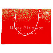 Kerst rood goud glitter familienaam groot cadeauzakje (Voorkant)