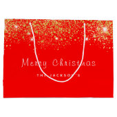 Kerst rood goud glitter familienaam groot cadeauzakje (Achterkant)