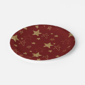 Kerst Rood Goud Glitter Stars Papieren Bordje (Gekanteld)