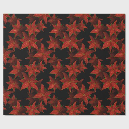 Kerst rood goud Poinsettia Waterverf Cadeaupapier (Vlak)