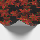 Kerst rood goud Poinsettia Waterverf Cadeaupapier (Hoek)