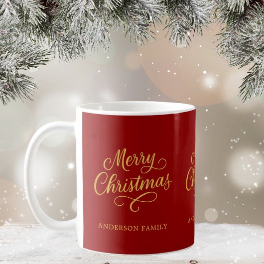 Kerst rood goud script koffiemok