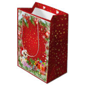 Kerst Rood Goud Starry Medium Gift Bag Cadeauzakje (Achterkant Gekanteld)