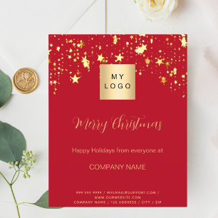 Kerst rood goud sterren business QR Facebook Flyer
