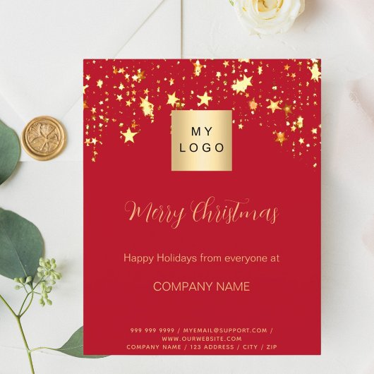 Kerst rood goud sterren business QR Facebook Flyer