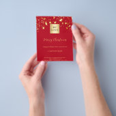 Kerst rood goud sterren business QR Facebook Flyer (Hand)