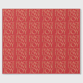 Kerst rood goud typografie Peace Love Joy Cadeaupapier (Vlak)