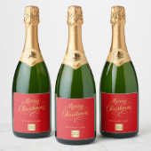 Kerst rood goud zakelijk logo sparkling wijnetiket (Flessen)