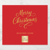 Kerst rood goud zakelijk logo sparkling wijnetiket (Enkel label)