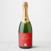 Kerst rood goud zakelijk logo sparkling wijnetiket (Voorkant)