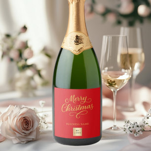 Kerst rood goud zakelijk logo sparkling wijnetiket