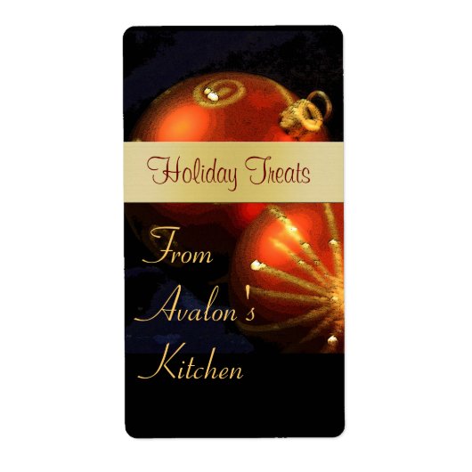 Kerst Rood & Gouden Keuken Treat Baking Label (Voorkant)