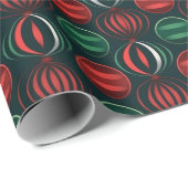 Kerst Rood & Groen 3D Ornament Ontwerp Cadeaupapier (Rol Hoek)