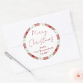 Kerst Rood Groen Bessen Groene Familie Ronde Sticker (Envelop)