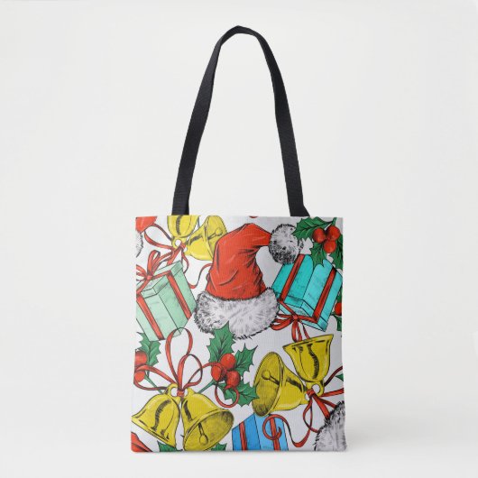 Kerst Rood Groen Blauw Feestdagen Tote Bag (Voorkant)