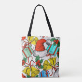 Kerst Rood Groen Blauw Feestdagen Tote Bag (Achterkant)