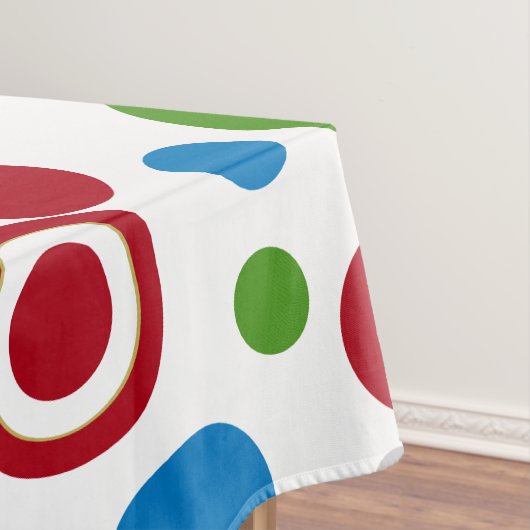 Kerst Rood Groen Blauw Goud Geometrisch Patroon Tafelkleed (Voorbeeld)