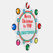 Kerst Rood Groen Blauwgroen NAAM Ornament Kaart (Rechts)