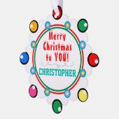 Kerst Rood Groen Blauwgroen NAAM Ornament Kaart (Links)