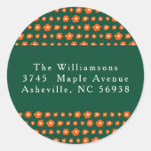 Kerst Rood Groen Boho Bloemen Retouradres Ronde Sticker (Voorkant)