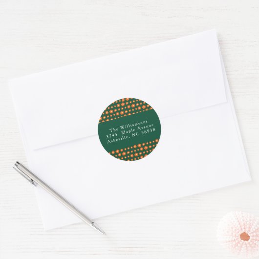 Kerst Rood Groen Boho Bloemen Retouradres Ronde Sticker (Envelop)