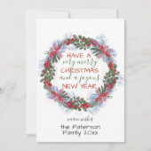 Kerst Rood & Groen Botanische Krans Feestdagenkaart (Voorkant)