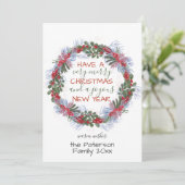 Kerst Rood & Groen Botanische Krans Feestdagenkaart (Staand voorkant)