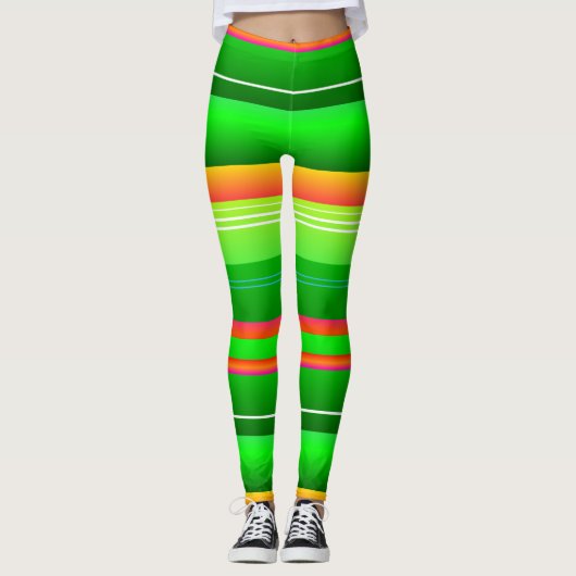 Kerst rood groen creatieve gestreepte Leggings (Voorkant)