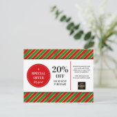 Kerst Rood Groen Custom Coupon Korting Briefkaart (Staand voorkant)