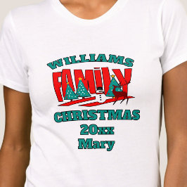 Kerst rood groen familienaam bewerkbaar T-shirt