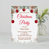 Kerst Rood Groen Feest Folie Uitnodiging (Staand Voorkant)