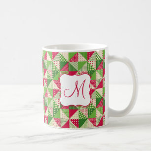 Kerst rood-groen gekleurd patchwork patroon. koffiemok