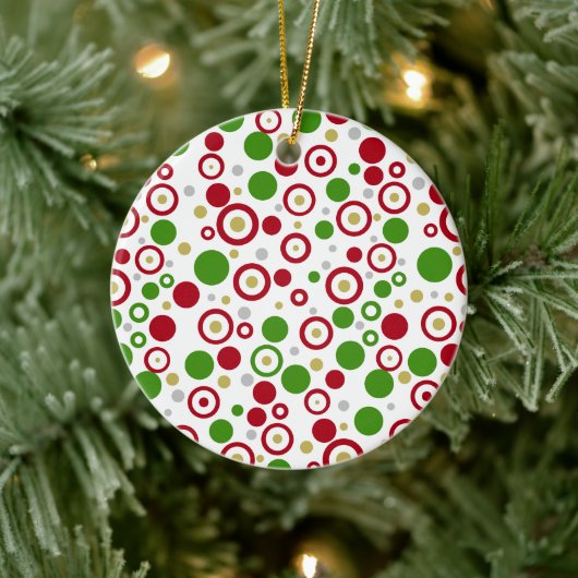 Kerst Rood Groen Geometrische Naam Twee Zijden Keramisch Ornament (Boom)