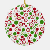 Kerst Rood Groen Geometrische Naam Twee Zijden Keramisch Ornament (Voorkant)